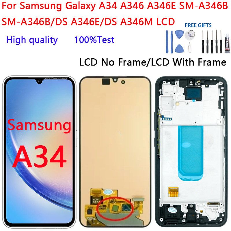 สําหรับ Samsung Galaxy A34 A346 A346E A346B SM-A346B/DS A346M จอแสดงผล LCD Touch Screen Digitizer As