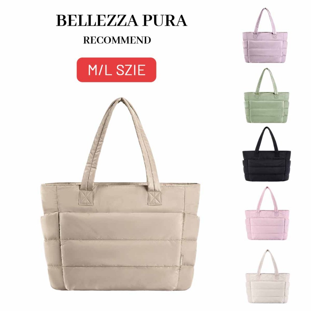 Bellezza Pura Puffy กระเป๋าแล็ปท็อป 14/15.6 นิ้ว กันน้ำ เบาสะดวก ถือได้ ทรงทอทสะพายไหล่สำหรับทำงาน