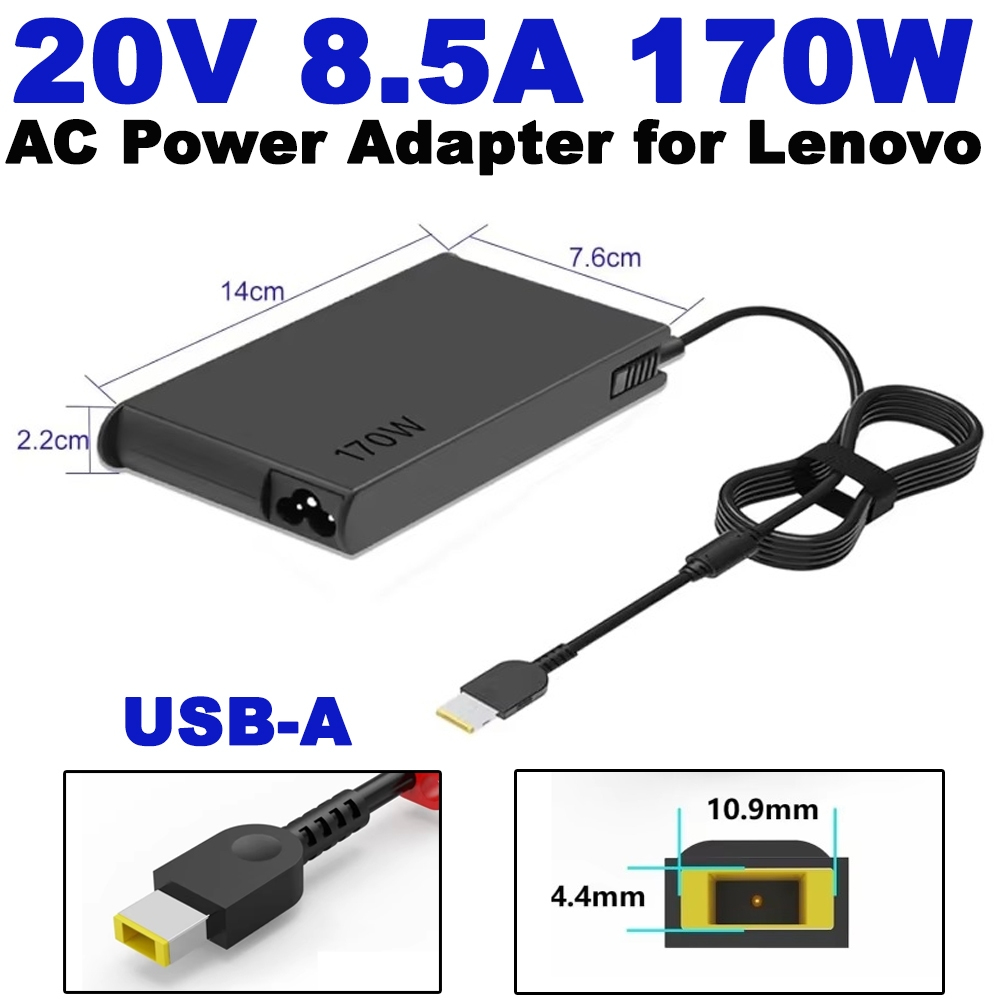 20V 8.5A 170W AC Power Adapter for Lenovo Laptop Charger Legion 5 Y7000P Y720-15 P50 P51 P70 P71 T44