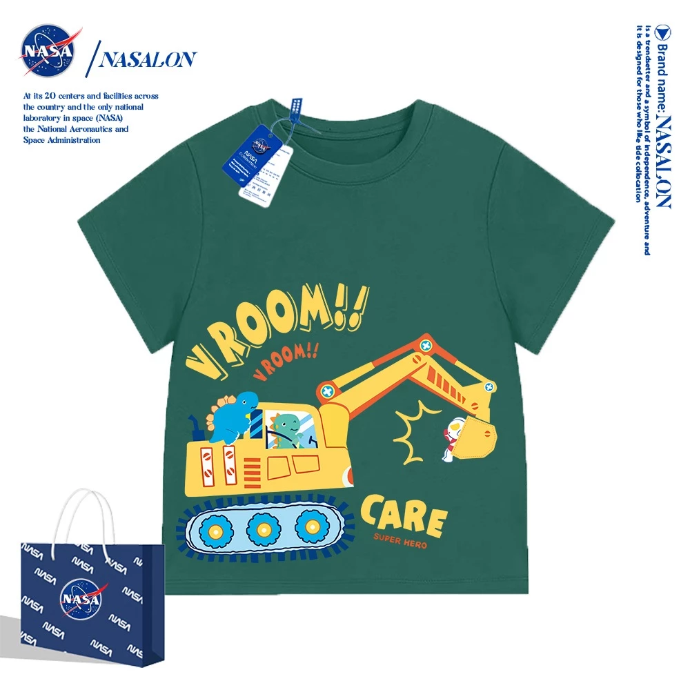 NASA เสื้อยืดเด็ก cotton 100% ลายการ์ตูนรถยนต์ เสื้อยืดเด็กผู้ชาย ใส่สบาย ระบายอากาศดี คุณภาพดี