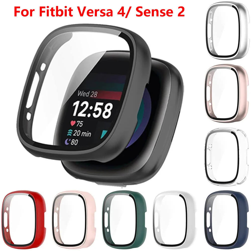 เคสป้องกันหน้าจอ พร้อมกรอบกระจกนิรภัย คุณภาพสูง สําหรับ Fitbit Versa 3