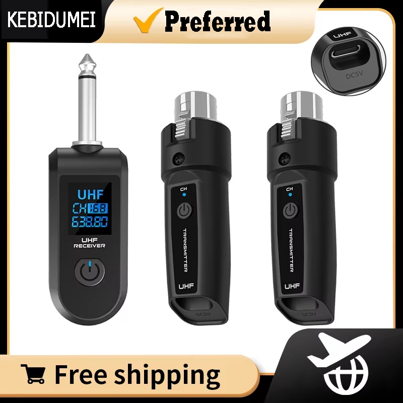 ระบบอะแดปเตอร์ UHF XLR ระบบรับส่งสัญญาณไมโครโฟนไร้สายสําหรับไมโครโฟนแบบไดนามิกกีตาร์มิกเซอร์ระบบ PA
