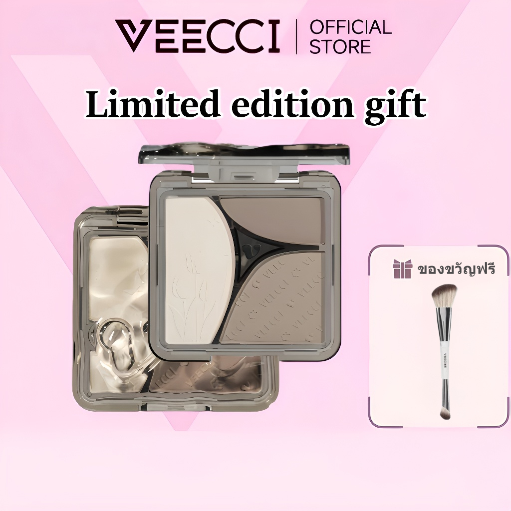 (100% ของแท้)VEECCI คอนทัวร์ ไฮไลท์ จานสี 3 in 1 บรอนเซอร์ เคลือบ ไฮไลท์จมูก ธรรมชาติ คอนทัว 8g