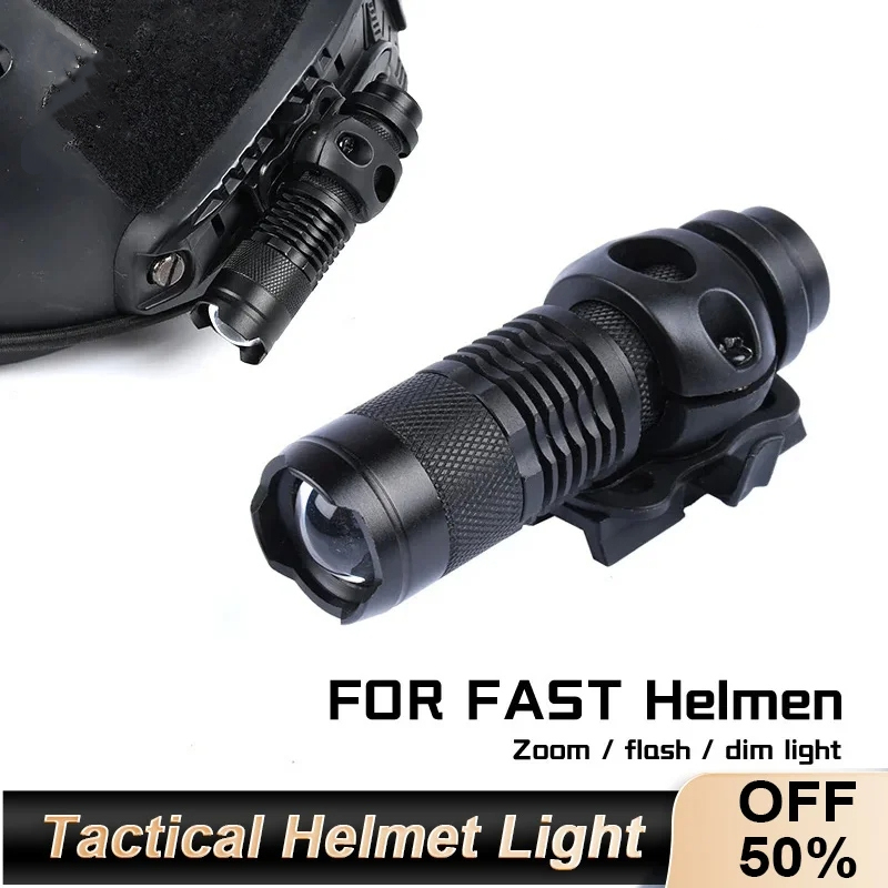 WADSN Q5 ไฟฉาย LED แสงที่แข็งแกร่ง ไฟฉายแรงสูง คลิปไฟฉายติดหมวกกันน็อค รางมิกกี้ ไฟฉายยุทธวิธี