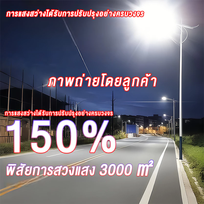 【ซื้อ 1แถม 1】ไฟโซล่าเซลล์ ไฟเซ็นเซอร์ตรวจจับคน ไฟถนนโซล่าเซลล์ ไฟอัจฉริยะ Solar Light  8000000W โคมไฟถนน IP67กันน้ำป้องกันฟ้าผ่า ของขวัญวันคริสต์มาส ไฟตกแต่งคริสต์มาส Solar street light thumbnail 5