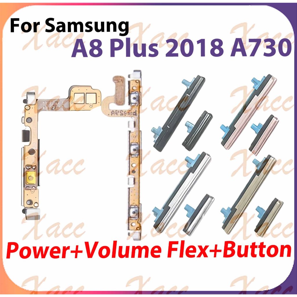 สําหรับ Samsung A8 2018 Plus A730 ปุ่มปรับระดับเสียงไฟ Flex Cable พร้อม ON OFF ด้านข้าง Key Output Ribbon Repair Part เปลี่ยนการติดตั้งโทรศัพท์