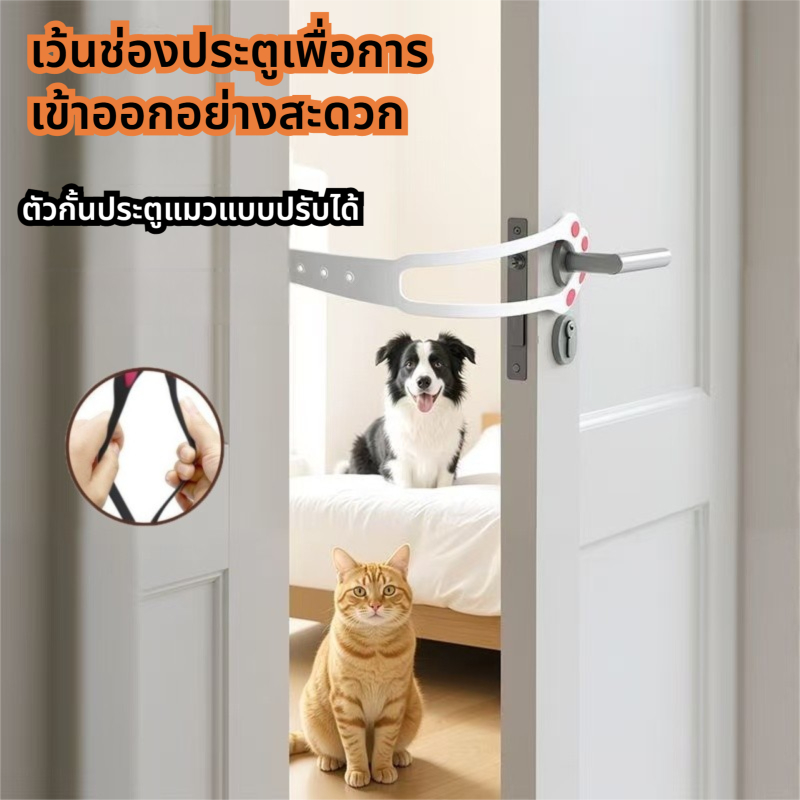 【🚀ส่งจากไทย】🌿 อุปกรณ์ตรึงประตูให้สัตว์เลี้ยง | ปรับระยะเปิดปิดได้ตามต้องการ 🌟ที่กั้นประตูแมว ระบายอากาศสะดวก ไม่ต้องเจาะผนัง 💨 | สำหรับแมวและสุนัขตัวเล็ก ที่กั้นประตูแมว