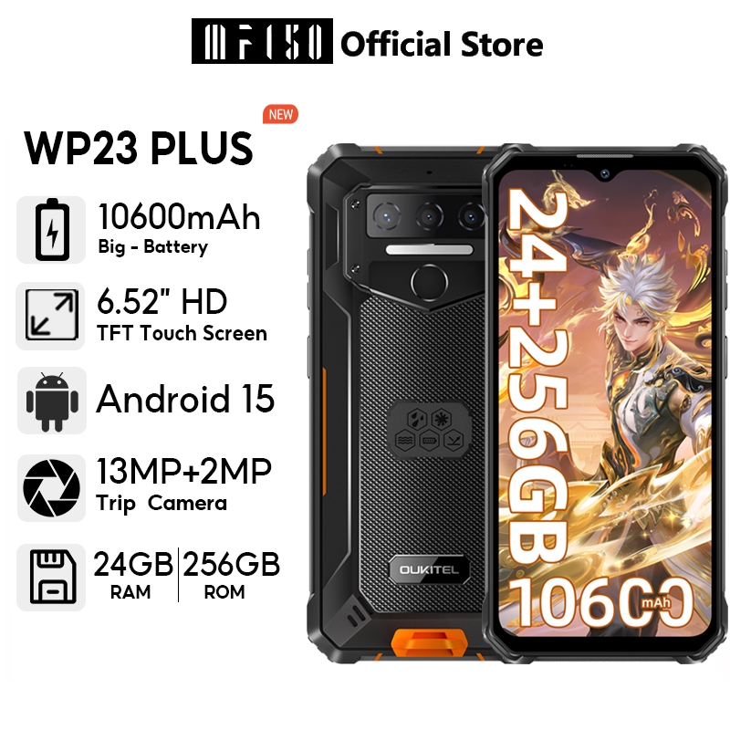 [LOCAL STOCK]Oukitel WP23 PLUS Android 15 24GB + 256GB 10600mAh แบตเตอรี่ขนาดใหญ่โทรศัพท์มือถือ 6.52