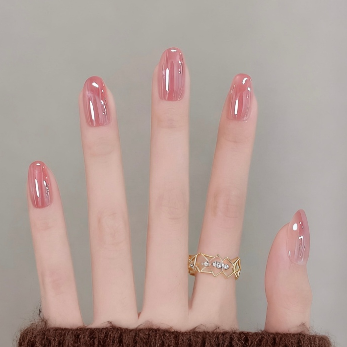 T013 เล็บปลอมสําเร็จรูป เจลแท้ ทำด้วยมือ 10 ชิ้น/กล่อง มินิมอล เบาสบาย ดูเป็นธรรมชาติ สวมง่าย ใช้ซ้ำได้