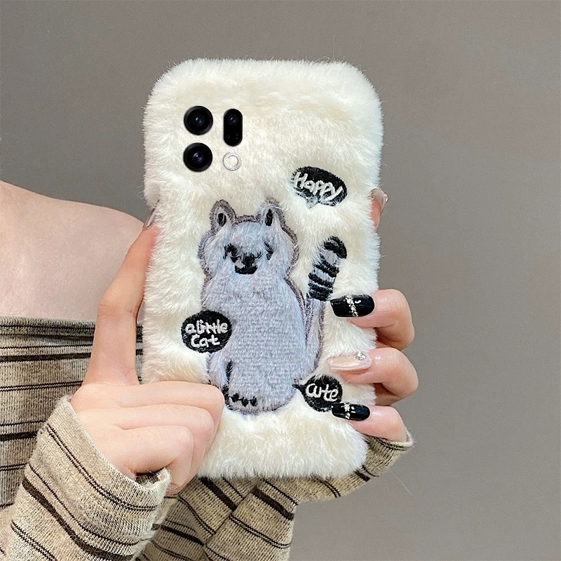 Fluffy Cat เคสโทรศัพท์สําหรับ OPPO Find X9 Pro X8 X7 X5 X8Pro N3 N5 Flip N2Flip Casing