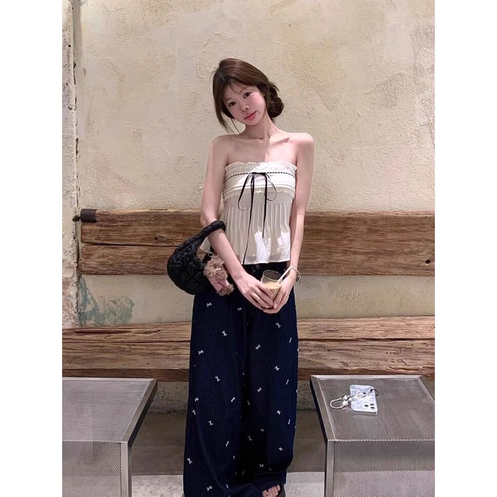 เสื้อยืดเปิดไหล่ผู้หญิงเวอร์ชั่นเกาหลีพร้อมเสื้อเชือกรูดแฟชั่น - รูปที่ 3