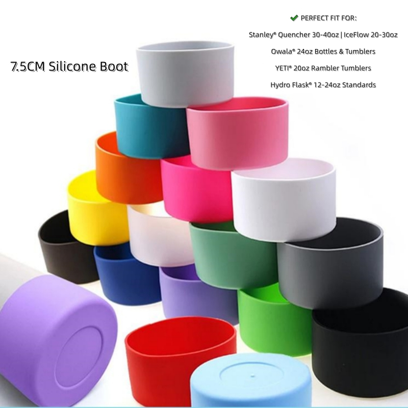 บูทซิลิโคน 7.5 ซม. - เข้ากันได้กับ Stanley Quencher 30-40oz, IceFlow 20-30oz, Owala 24oz, YETI 20oz 