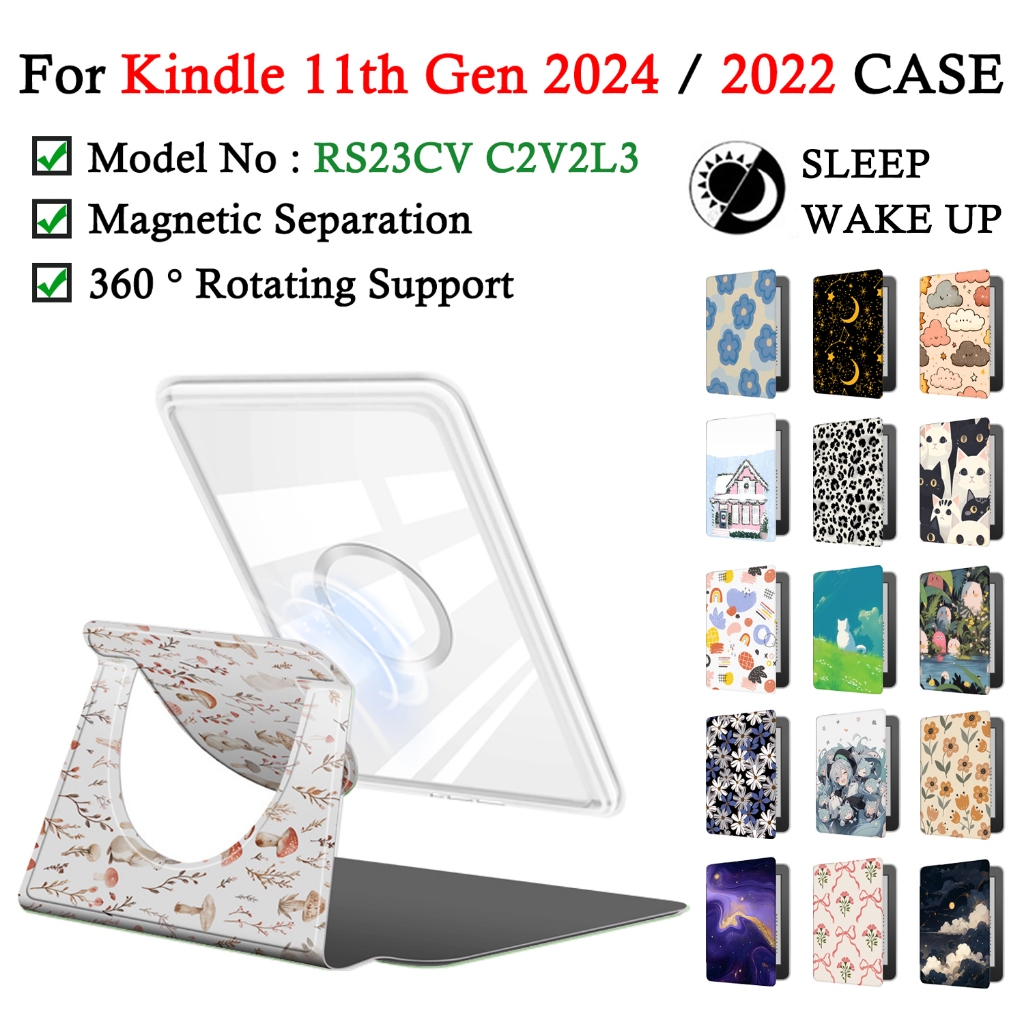 สําหรับ Kindle 11th Gen 2022 2024 6 2-in-1 E-Reader กรณี RS23CV C2V2L3 อะคริลิคแยกแม่เหล็ก