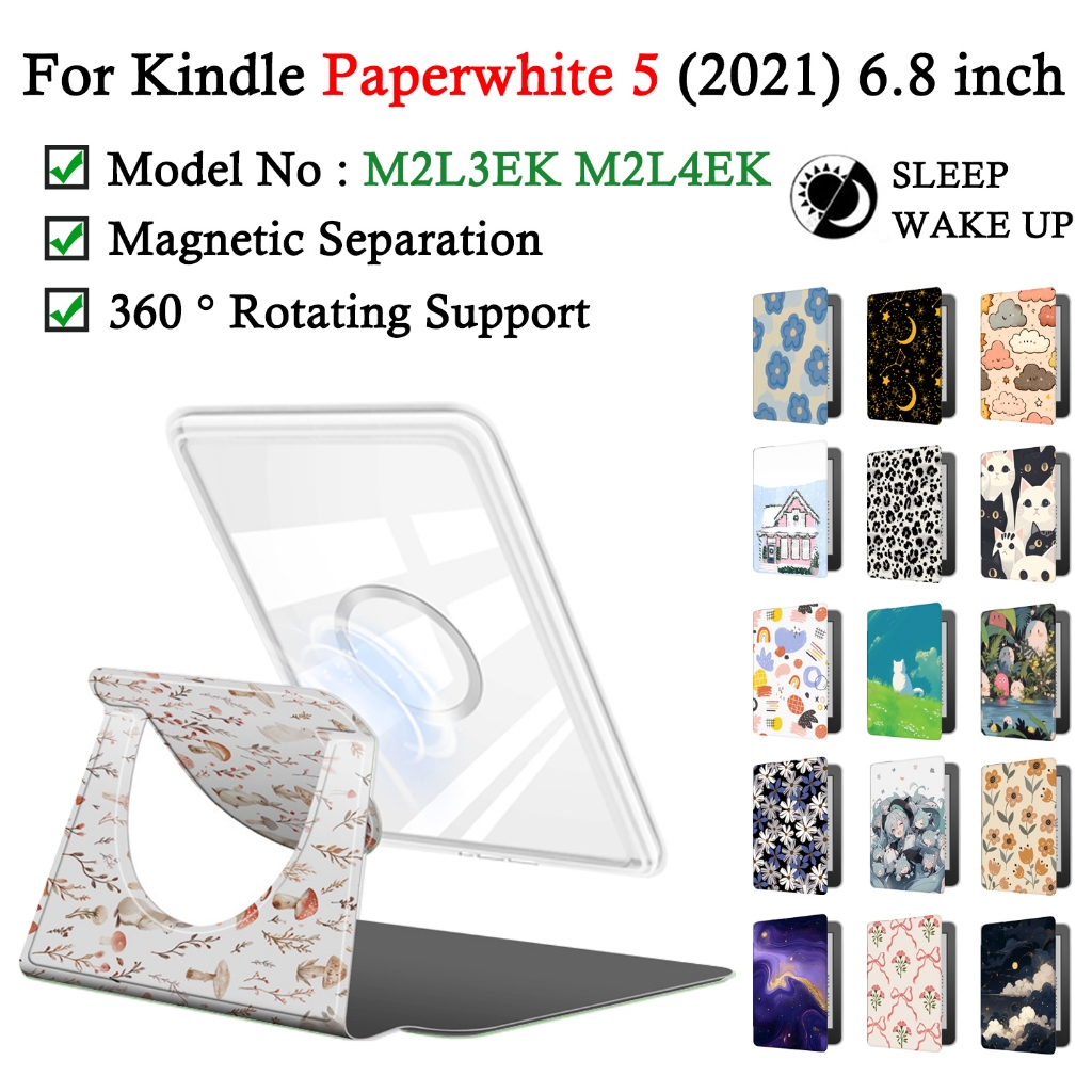 สําหรับ Kindle Paperwhite 5 (11th Gen) 2021 6.8 E-Reader Case รุ่นลงนามแยกแม่เหล็ก 2-in-1 อะคริลิค M