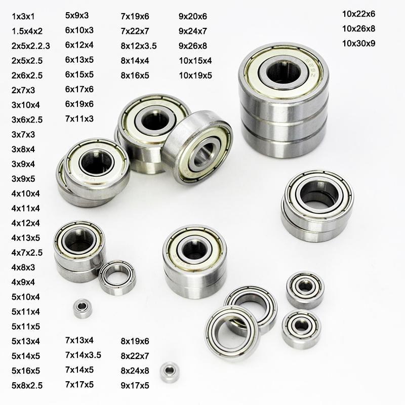 10 ชิ้นแบริ่งขนาดเล็กเส้นผ่านศูนย์กลางภายใน 2 มิลลิเมตร 3 มิลลิเมตร 4 มิลลิเมตร 5 มิลลิเมตร 6 มิลลิเมตร 7 มิลลิเมตร 8 มิลลิเมตร 9 มิลลิเมตร 10 มิลลิเมตรแบริ่งลูกขนาด