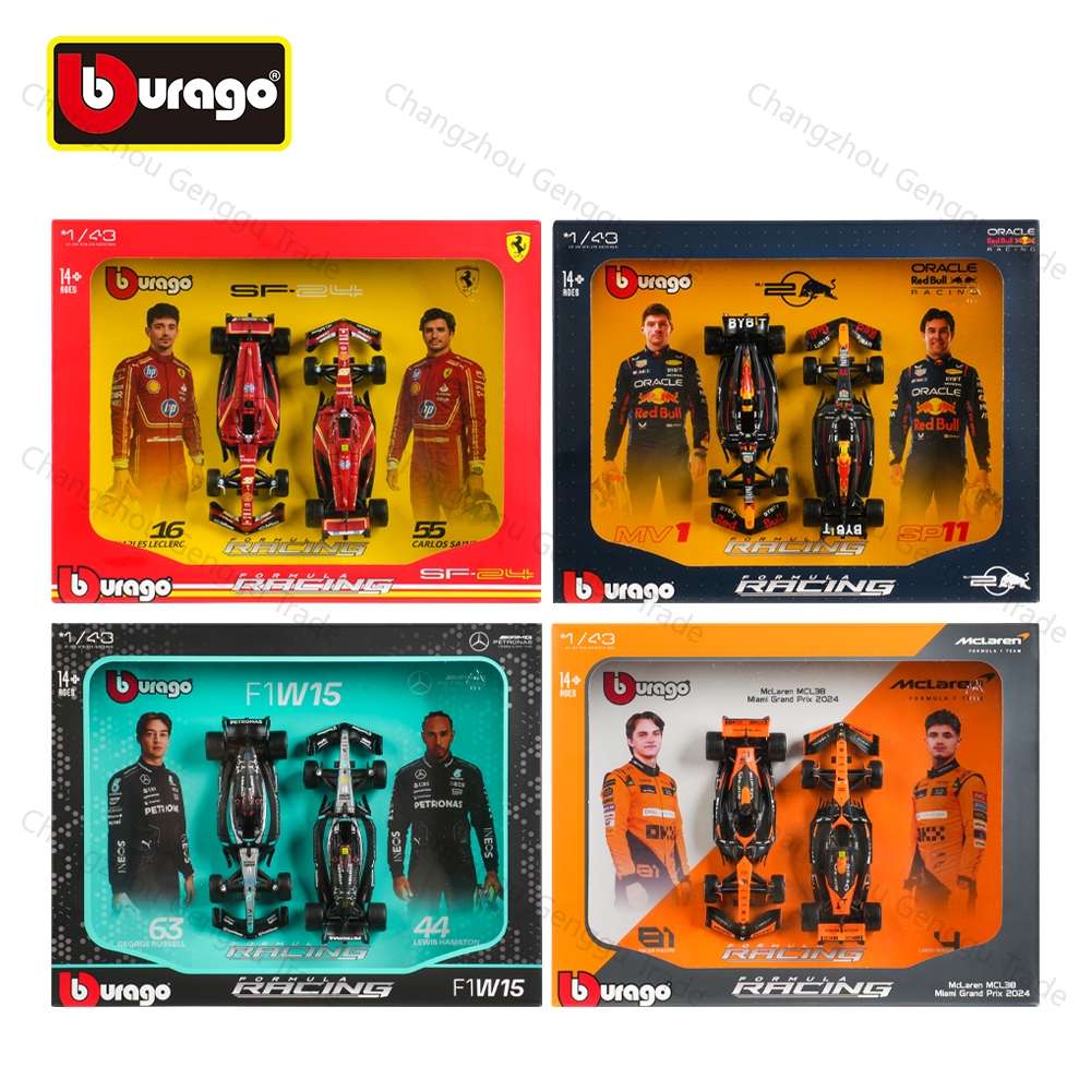 Bburago 1:43 2024 Ferrari SF24 Mclaren MCL38 RedBull RB20 MB W15 F1 รถสูตร Die Cast ยานพาหนะสะสมของเ