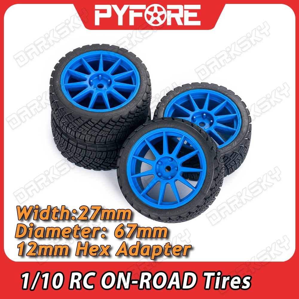 PYFORE 4 ชิ้น RC Rally ยาง 12 มิลลิเมตร Hex อะแดปเตอร์ 67*27 มิลลิเมตรสําหรับ 1/10 RC รุ่น Rally รถอ