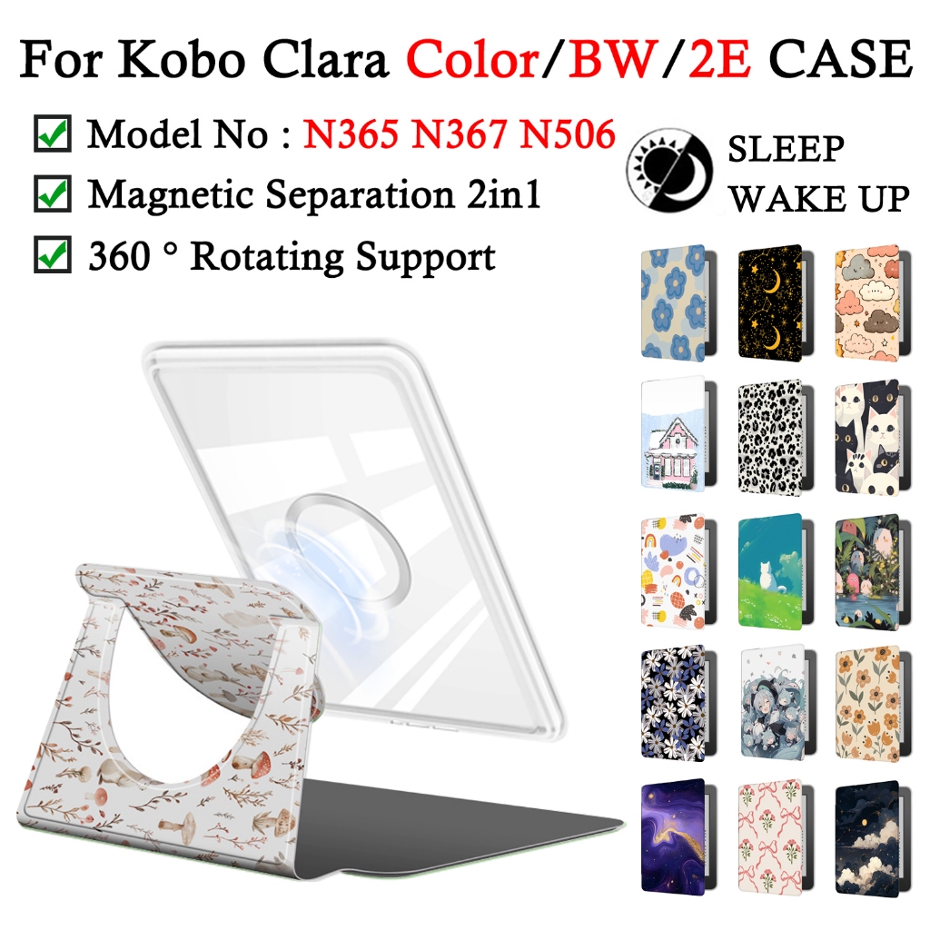 สําหรับ Kobo Clara Color / BW / 2E 6.0 N367 N365 N506 E-Reader Case 2in1 แม่เหล็กแยกอะคริลิคใส