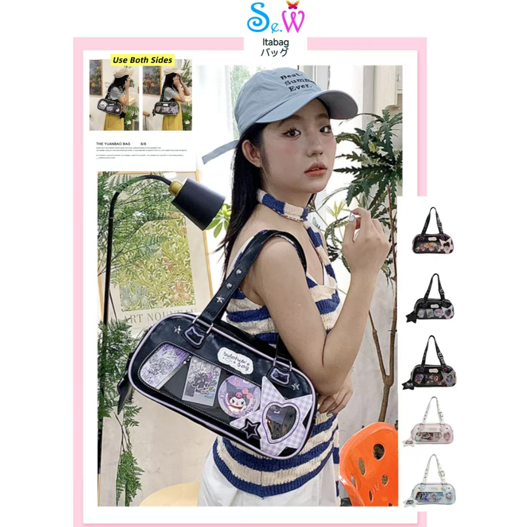 [พร้อมที่จะจัดส่ง] Se.W Itabag Women Bag Shoulder Bag PU กระเป๋า Baguette Pain ขนาดใหญ่ กระเป๋าสะพายไหล่สไตล์ญี่ปุ่น กระเป๋าใต้แขนอเนกประสงค์สำหรับสาวนักเรียน กระเป๋าแฟชั่นโปร่งใส ของขวัญ