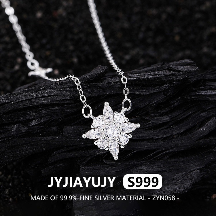 JJYJIAYUJY 100% ทั้งหมด Original Fine Silver S999 จี้สร้อยคอ Star ฝัง Zirconia ในสต็อกสําหรับ Hypoal