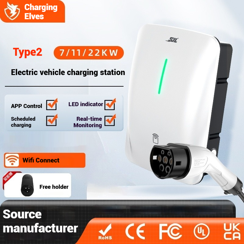 DL-EU003 7KW 11KW 22KW EV Charger รถยนต์ไฟฟ้าสถานีชาร์จประเภท 2 EV ชาร์จ Wallbox NFC เริ่มต้น APP คว