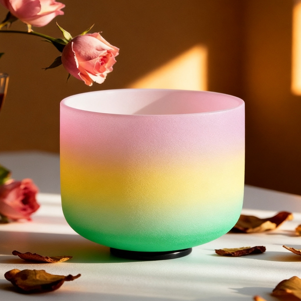 Hye-eun 440hz/432hz 8 นิ้วคริสตัลร้องเพลง Rainbow ชามสมาธิเครื่องดนตรีสําหรับเสียง Healing