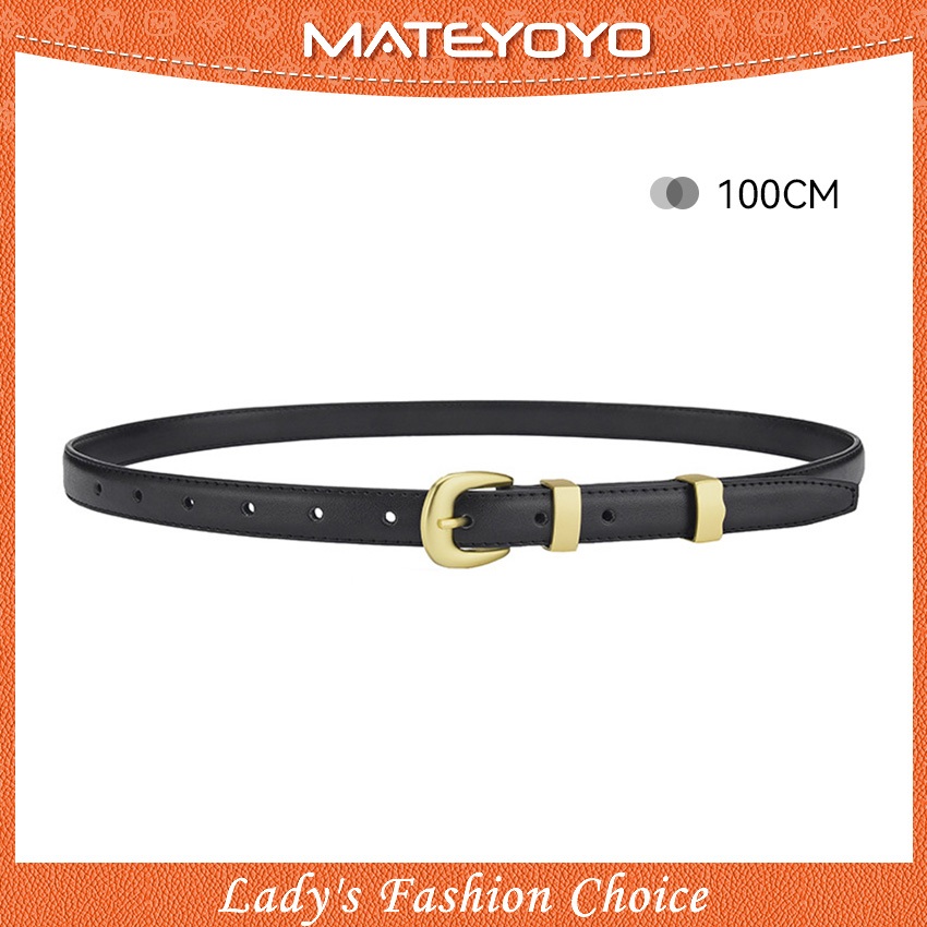 MATEYOYO เข็มขัดสำหรับผู้หญิง สไตล์คลาสสิก เรียบหรู ทรงบางเฉียบ จากหนังวัวคุณภาพดี
