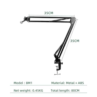 LINIM 35cm*35cm ขาตั้งไมโครโฟน ขาตั้งไมโครโฟนตั้งโต๊ะ ปรับได้และพับได้ สำหรับ การสตรีม พอดแคสต์ บันทึกเสียง with 3/8 นิ้ว เป็น 5/8 นิ้ว