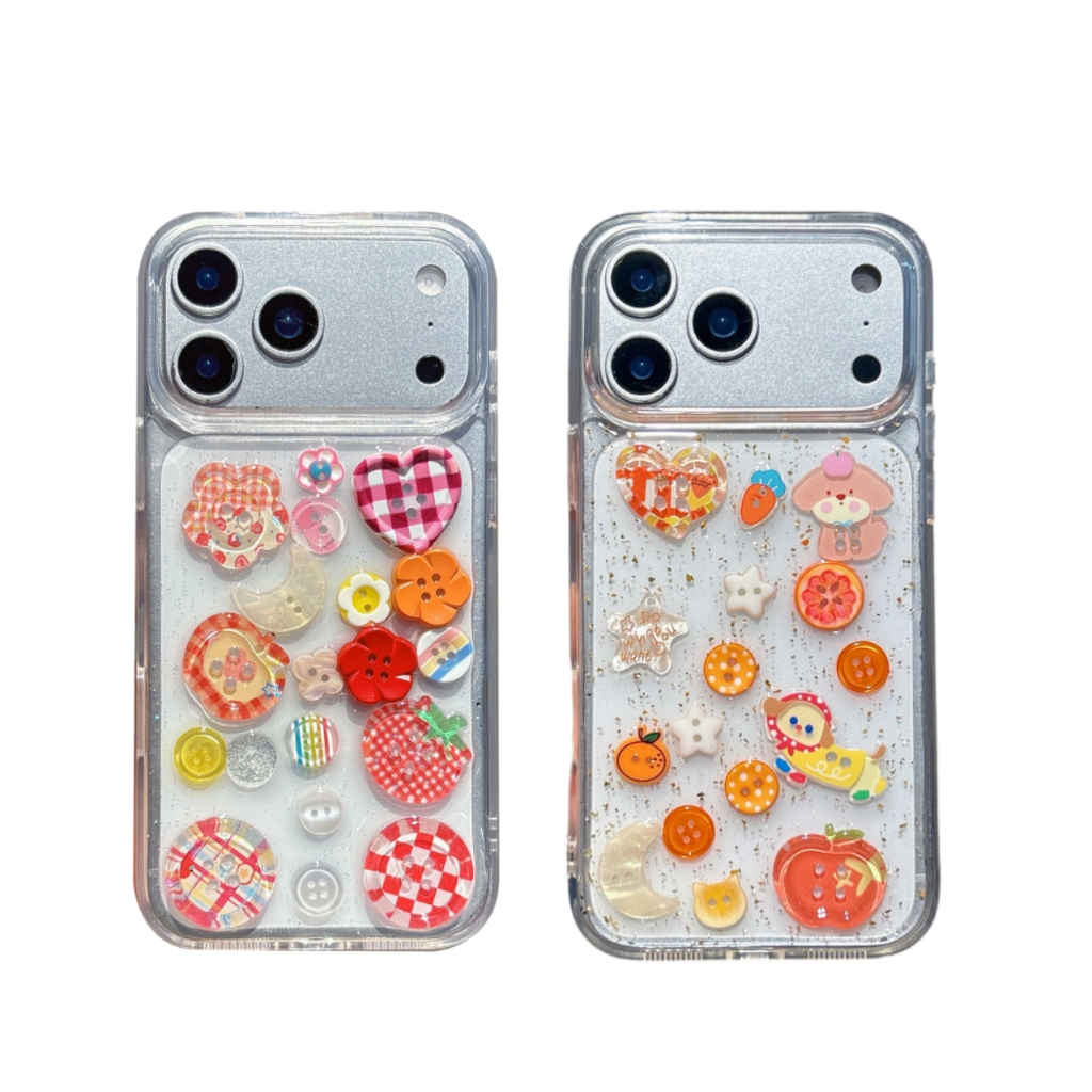 เกาหลีน่ารักดอกไม้ลูกสุนัขปุ่มเคสโทรศัพท์สําหรับiPhone 13 14 15 16 Pro Max 17 Air Coverกันกระแทกน่ารักป้องกันกรณี