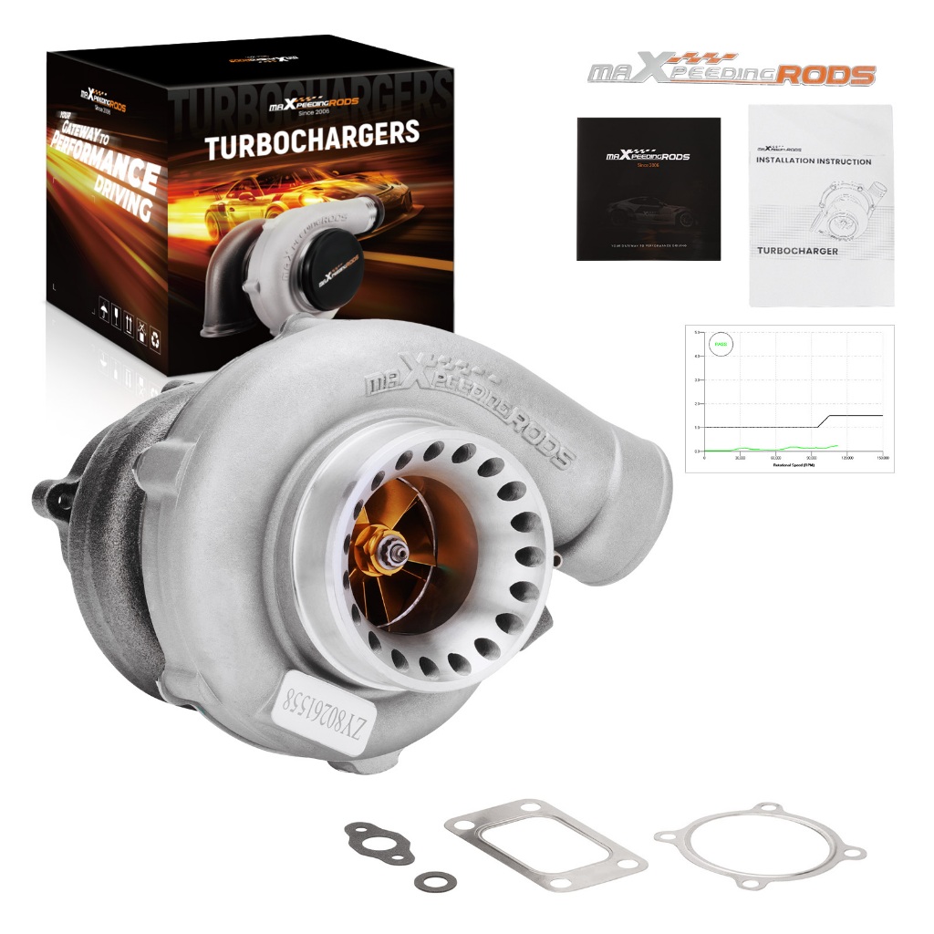 【A】เทอร์โบ GT3582 T3/T4 Universal 2.5-6.0L 600HP อัปเกรด Water+Oil Cooling Turbo MaXpeedingrods