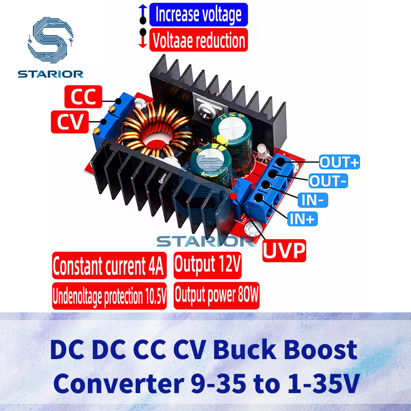 1PCS DC DC CC CV Buck Boost Converter 9-35 ถึง 1-35V 80W Buck Booster DC Step Down Step Up อะแดปเตอร