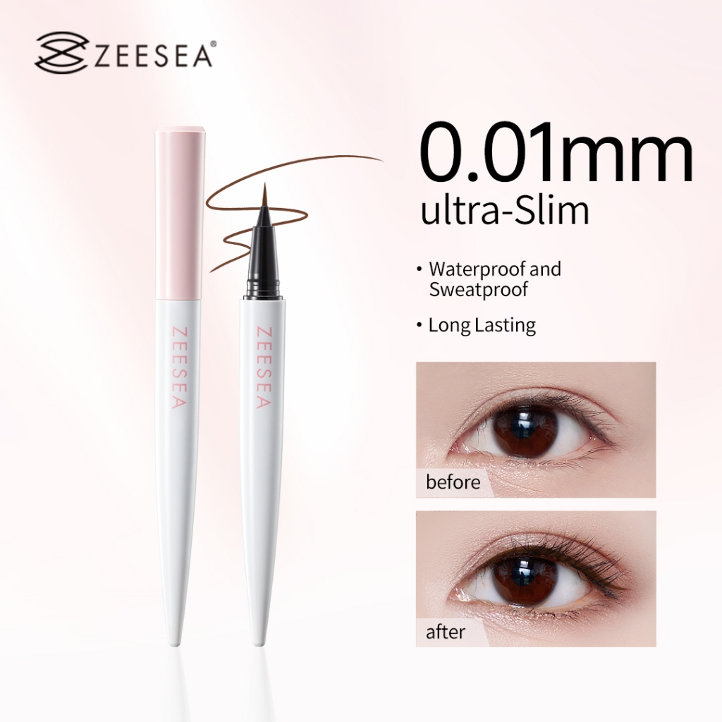 ZEESEA 0.01 มม.อายไลเนอร์ชนิดน้ํากันน้ําติดทนนาน Smudgeproof Highly Pigmented Eye แต่งหน้า Sweatproof Quick-Dry Liquid Eyeliner