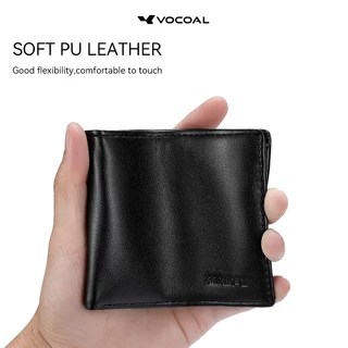 VOCOAL กระเป๋าสตางค์ผู้ชายกระเป๋าสตางค์ PU นุ่มกระเป๋าสตางค์ธุรกิจคุณภาพสูง PU หนังเหรียญซิป Multi-Card ตําแหน่ง ID ผู้ถือบัตรเครดิตสีทึบเดินทางเหรียญ