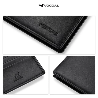 VOCOAL กระเป๋าสตางค์ผู้ชายกระเป๋าสตางค์ PU นุ่มกระเป๋าสตางค์ธุรกิจคุณภาพสูง PU หนังเหรียญซิป Multi-Card ตําแหน่ง ID ผู้ถือบัตรเครดิตสีทึบเดินทางเหรียญ