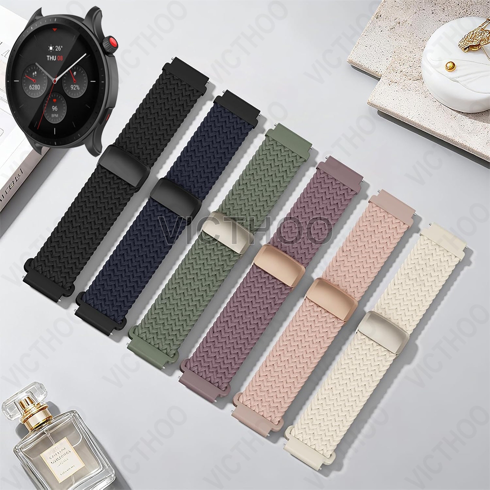 สายทอสร้อยข้อมือไนลอนอุปกรณ์เสริมสําหรับ Huami Amazfit GTR 4 3 Pro 2 / Balance 2 / Cheetah Pro / GTR Mini / Active 2