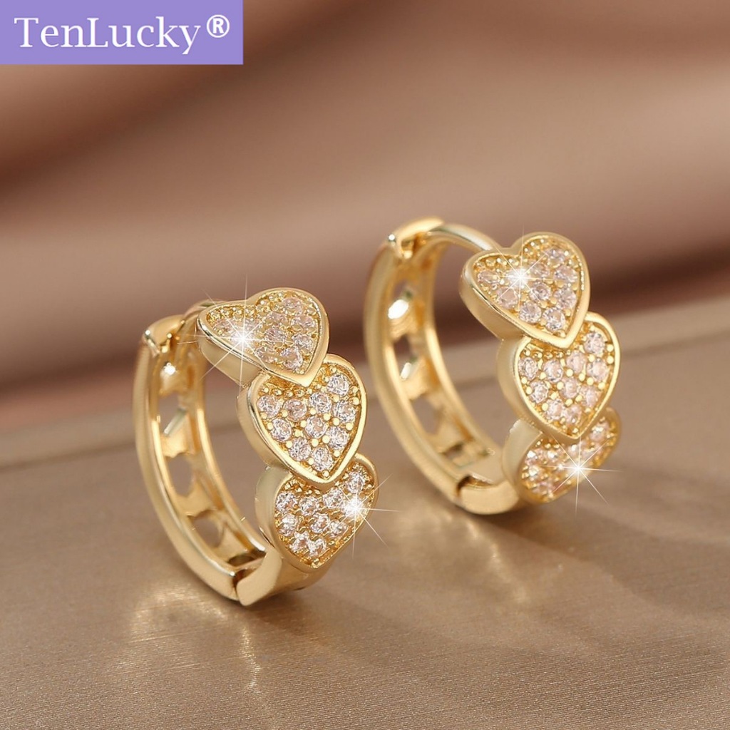 TenLucky 916 Gold สี 925 เงินต่างหูผู้หญิงแฟชั่น Bling ต่างหูผู้หญิง