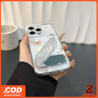 เหมาะสําหรับ OPPO Reno16F 16Pro 15F 15ProMax 14F 14Pro 13F 13Pro 12F 12Pro 11F 11Pro 10Pro 8T 8Z 7Z 6Z การ์ตูนเค้กน่ารักลูกสุนัขกระจกขาตั้ง Suc