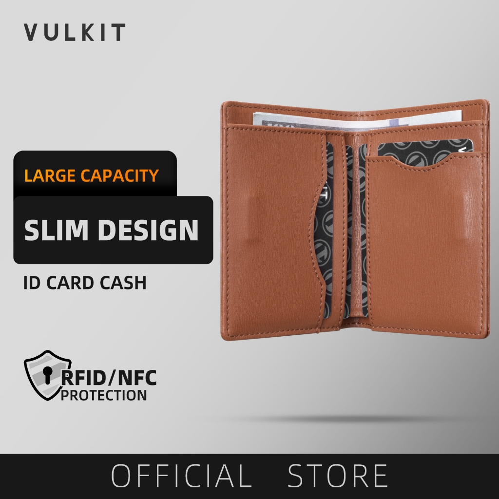 VULKIT-กระเป๋าสตางค์ขนาดเล็กหนัง RFID กระเป๋าสตางค์ลบ ID หน้าต่างกระเป๋าสตางค์สองพับพร้อมผู้ถือบัตรธนบัตรช่องบัตรเครดิตกระเป๋าสตางค์-VW134