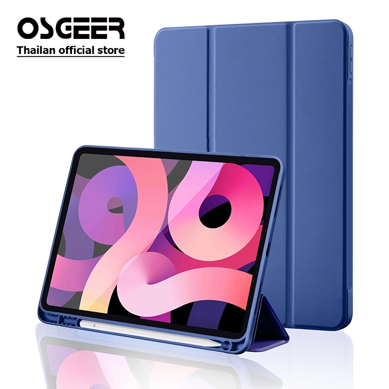 OSGEER สําหรับ iPad Air 8/7/6/5/4 M4/M3/M2 Pro 13 11 นิ้ว M4 M5 Gen 12 11 10 A16 10.9"/10.9" พร้อมที่ใส่ดินสอ, Trifold Stand ฝาครอบป้องกัน, Auto Wake/Sleep