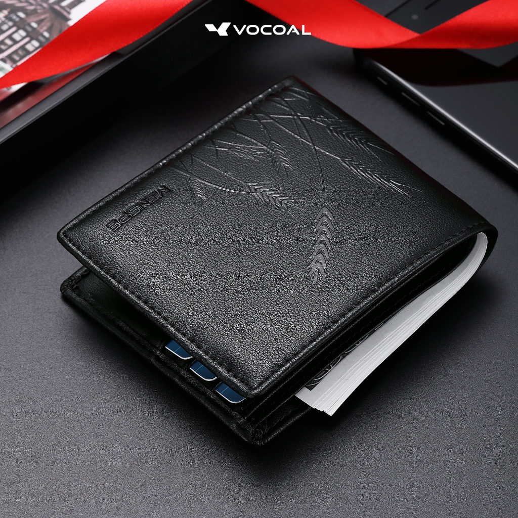 VOCOAL กระเป๋าสตางค์ใบสั้นพิมพ์ข้าวสาลีกระเป๋าสตางค์สั้นผู้ชาย PU แนวนอนกระเป๋าสตางค์สั้น PU นุ่ม Multi-Card ตําแหน่ง ID ผู้ถือบัตรเครดิตเหรียญธุร