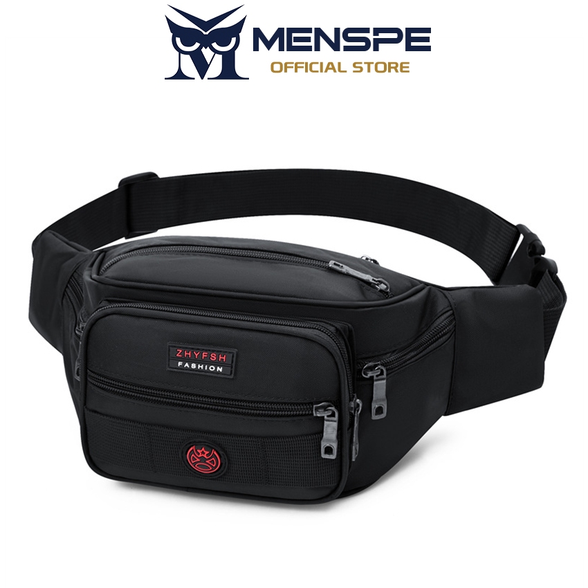 MENSPE กระเป๋าคาดเอวแฟชั่น Unisex กันน้ํากีฬาความจุขนาดใหญ่กระเป๋าออกกําลังกายกลางแจ้งลําลอง