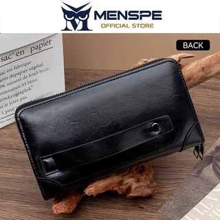 MENSPE กระเป๋าสตางค์ใบยาวผู้ชาย PU นุ่มอเนกประสงค์ความจุขนาดใหญ่กระเป๋าซิปคู่ Multi-Card ตําแหน่งกระเป๋าสตางค์