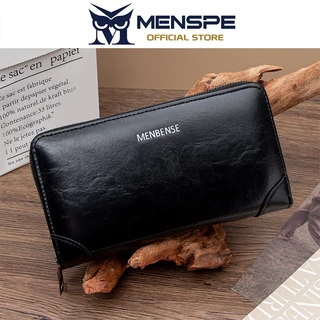 MENSPE กระเป๋าสตางค์ใบยาวผู้ชาย PU นุ่มอเนกประสงค์ความจุขนาดใหญ่กระเป๋าซิปคู่ Multi-Card ตําแหน่งกระเป๋าสตางค์