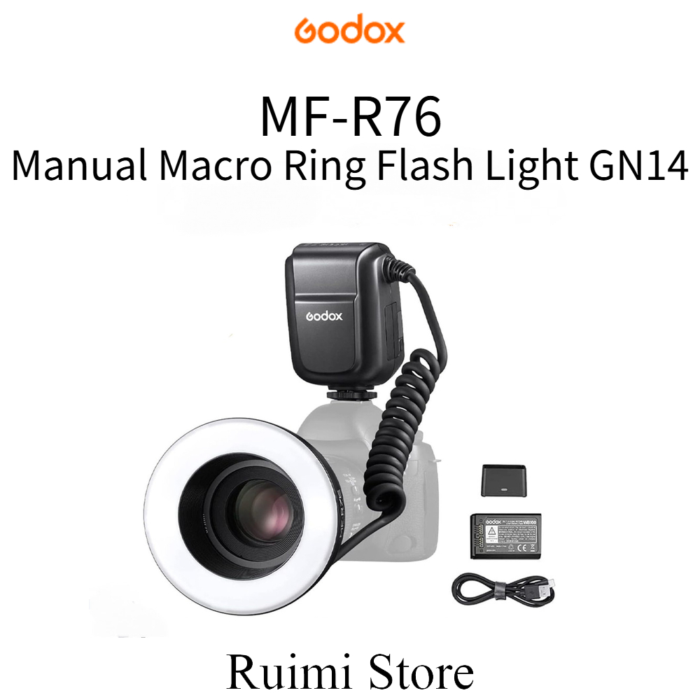 Godox MF-R76 GN 14 ไฟแฟลชวงแหวนมาโครสากล