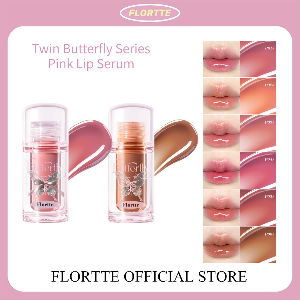 FLORTTE Twin Butterfly Series Pink Lip Serum Moisturizing Lip Essence