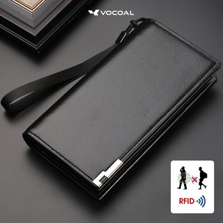 VOCOAL กระเป๋าสตางค์ผู้ชาย RFID กระเป๋าสตางค์ยาวกระเป๋าสตางค์ PU นุ่มกระเป๋าสตางค์ธุรกิจ Multi-Card ตําแหน่งกระเป๋าสตางค์กระเป๋าเดินทางกระเป๋าเหรียญ ID ผู้ถือบัตรเครดิต