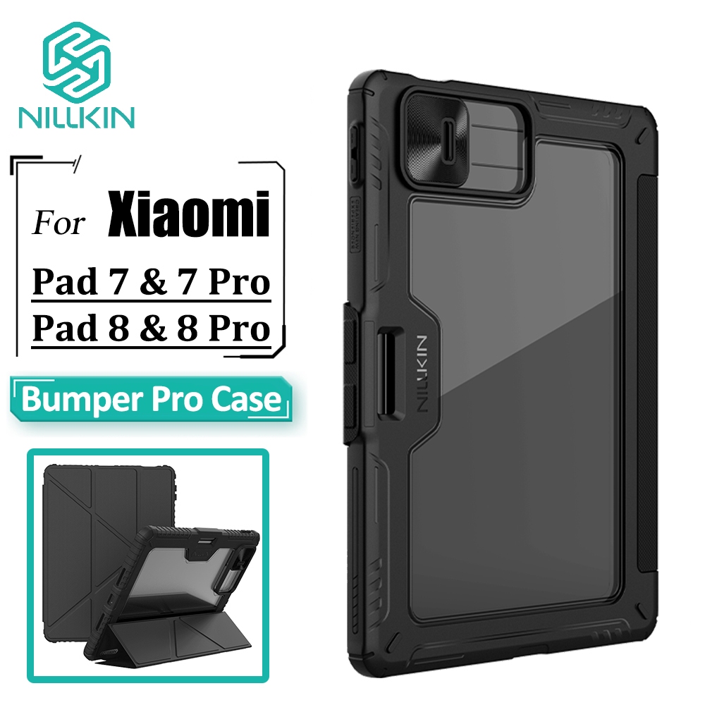 เคสแบบฝาพับ Nillkin สําหรับ Xiaomi Pad 8 Pro 8 Pad 7 Pro 7 ตัวเลื่อนกล้องรวมทุกอย่าง 360° กันกระแทกฮาร์ดพีซี + เปลือกป้องกันกันชนหนัง ปู่