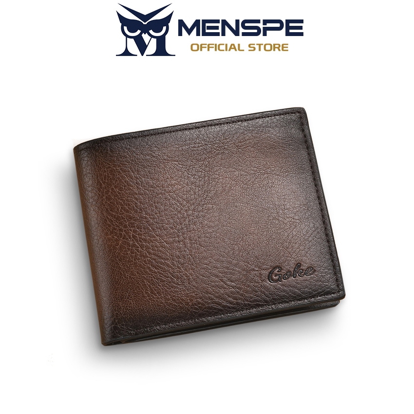 MENSPE กระเป๋าสตางค์ใบสั้นสำหรับผู้ชาย ทรงเรโทร หนัง PU นิ่ม แฟชั่นธุรกิจ ใส่บัตรได้หลายใบ กระเป๋าเดินทาง