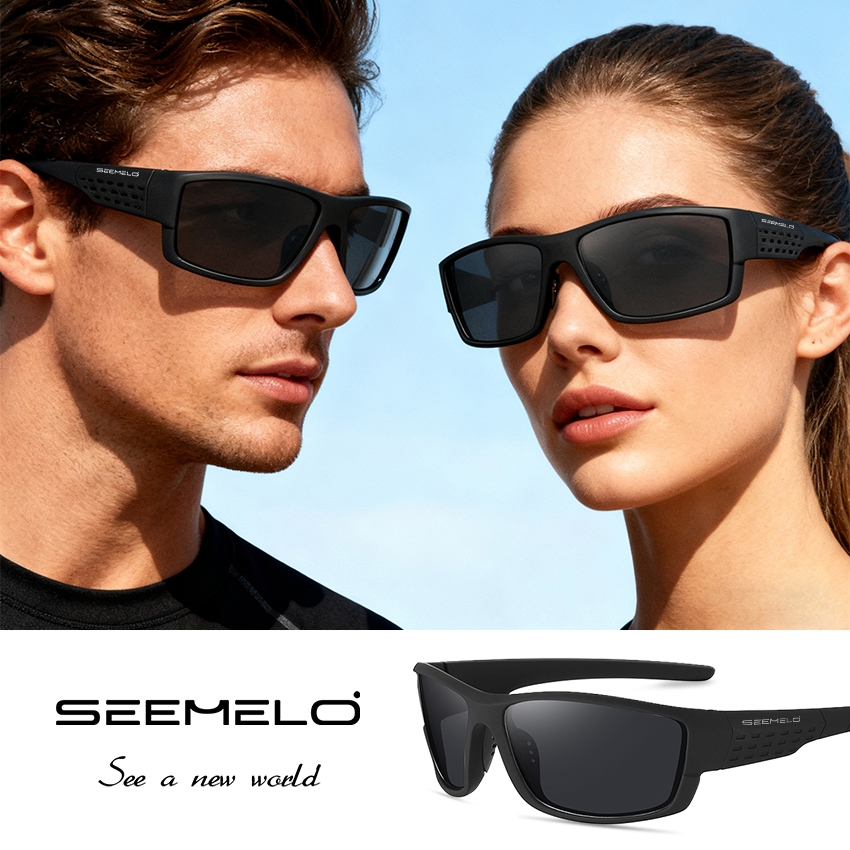 SEEMELO แฟชั่นขับรถแว่นกันแดดแว่นตาขี่จักรยานกลางแจ้งแว่นตาโพลาไรซ์ป้องกันทรายแว่นตาออกแบบสียืดหยุ่น ยูวี400แว่นกันแดดมองภาพกลางคืนส