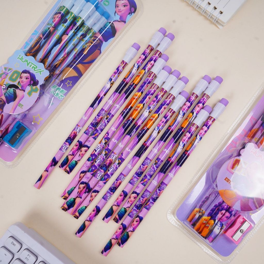 12 ชิ้น/เซ็ตน่ารักKpop Demon Huntersชุดดินสอสําหรับเด็กกบเหลาดินสอนักเรียนเครื่องเขียน - รูปที่ 2